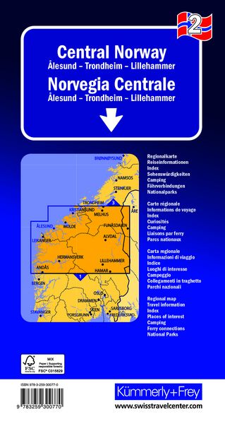 Produktbild: K&uuml;mmerly+Frey Regional-Strassenkarte 2 Mittel-Norwegen 1:325.000