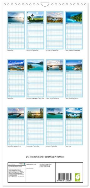 Produktbild: Familienplaner 2026 - Der wundersch&ouml;ne Faaker See in K&auml;rnten mit 5 Spalten (Wandkalender, 21 x 45 cm) CALVENDO