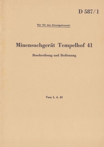 Produktbild: D 587/1 Minensuchger&auml;t Tempelhof 41 - Beschreibung und Bedienung