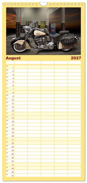 Produktbild: Familienplaner 2027 - Motorrad-Tr&auml;ume &ndash; Chopper und Custombikes mit 5 Spalten (Wandkalender, 21 x 45 cm) CALVENDO