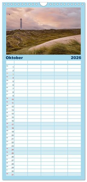 Produktbild: Familienplaner 2026 - D&auml;nemarks Nordseezauber mit 5 Spalten (Wandkalender, 21 x 45 cm) CALVENDO