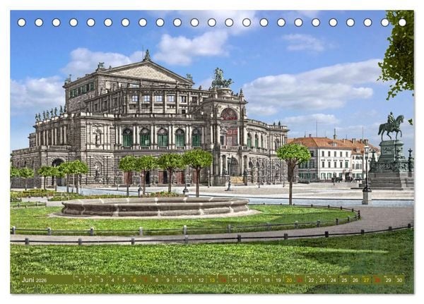 Produktbild: Historisches Dresden um 1900 neu restauriert und detailkoloriert (Tischkalender 2026 DIN A5 quer), CALVENDO Monatskalender