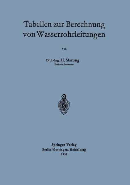 Produktbild: Tabellen zur Berechnung von Wasserrohrleitungen