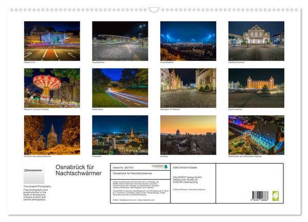 Produktbild: Osnabr&uuml;ck f&uuml;r Nachtschw&auml;rmer (Wandkalender 2026 DIN A2 quer), CALVENDO Monatskalender