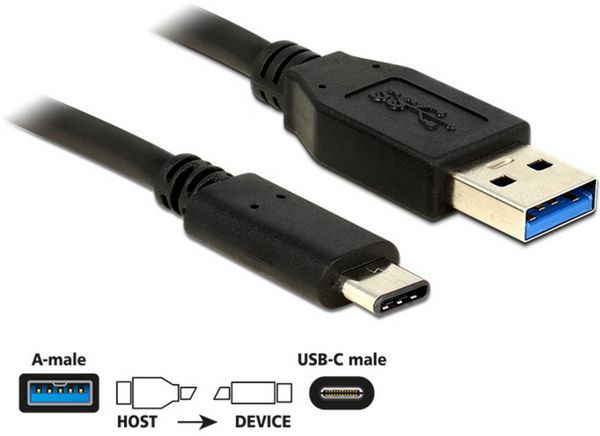 Produktbild: Delock USB-Kabel USB-A Stecker, USB-C&reg; Stecker 0.50m Schwarz 83869