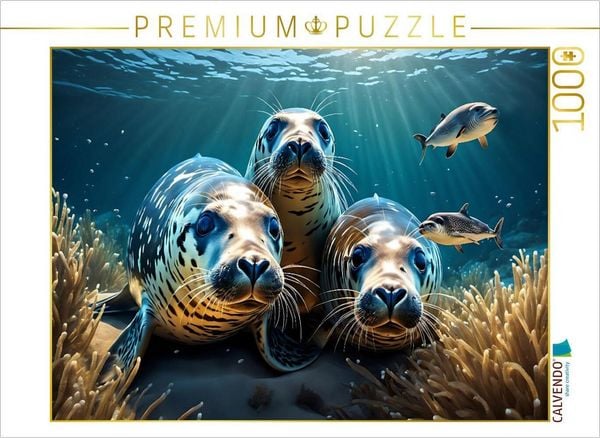 Produktbild: CALVENDO Puzzle Seehunde in ihrem Unterwasserrevier | 1000 Teile Lege-Gr&ouml;&szlig;e 64x48cm Foto-Puzzle f&uuml;r gl&uuml;ckliche Stunden