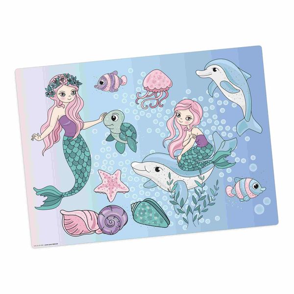 Produktbild: Tischsetmacher Tischset f&uuml;r Kinder Meerjungfrauen unter Wasser, aus hochwertigem Vinyl , 44 x 32 cm