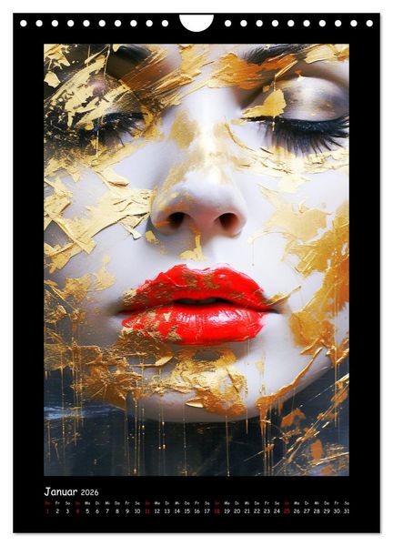 Produktbild: Goldene Portraits. Fusion von Kunst und &Auml;sthetik (Wandkalender 2026 DIN A4 hoch), CALVENDO Monatskalender