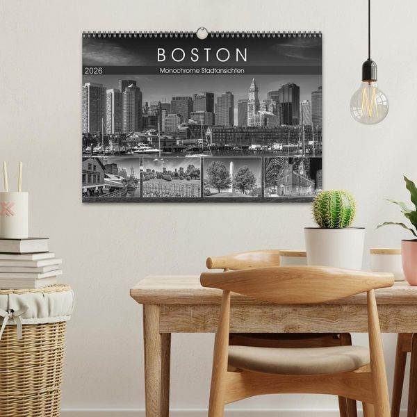 Produktbild: BOSTON Monochrome Stadtansichten (Wandkalender 2026 DIN A3 quer), CALVENDO Monatskalender