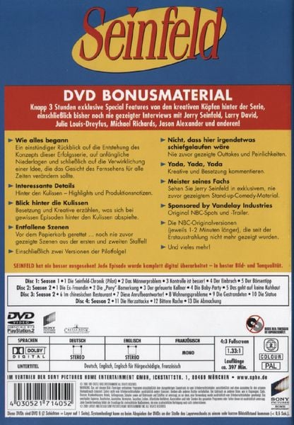 Produktbild: Seinfeld - Season 1+2 [4 DVDs]