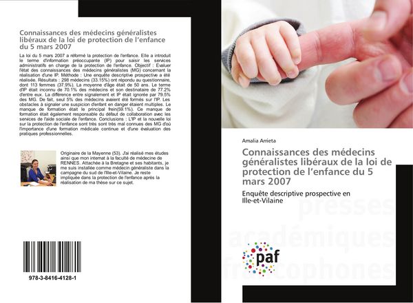 Produktbild: Connaissances des m&eacute;decins g&eacute;n&eacute;ralistes lib&eacute;raux de la loi de protection de l'enfance du 5 mars 2007