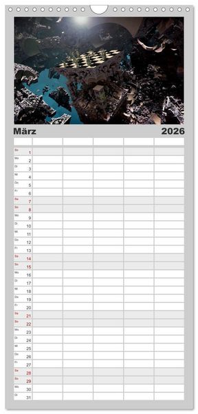 Produktbild: Familienplaner 2026 - SCHACH - Spiel der K&ouml;nige mit 5 Spalten (Wandkalender, 21 x 45 cm) CALVENDO