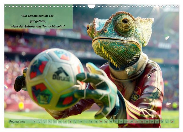 Produktbild: Der tierisch lustige Fu&szlig;ballkalender (Wandkalender 2026 DIN A3 quer), CALVENDO Monatskalender