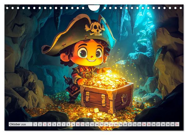 Produktbild: Piraten-Abenteuer - Die Reise zum verborgenen Schatz (Wandkalender 2026 DIN A4 quer), CALVENDO Monatskalender