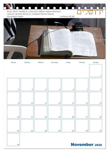 Produktbild: Jerusalem Kalender mit Bibelworten und Planer! (Tischkalender 2026 DIN A5 hoch), CALVENDO Monatskalender