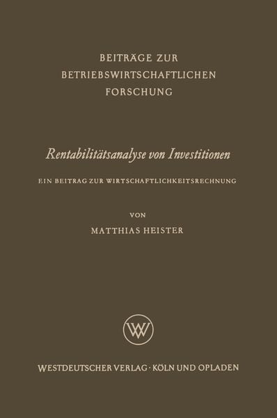 Produktbild: Rentabilit&auml;tsanalyse von Investitionen
