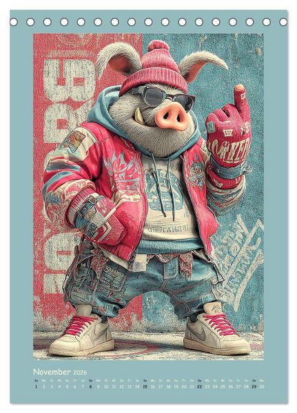 Produktbild: Street Hogz. Charakterschweine mit Haltung (Tischkalender 2026 DIN A5 hoch), CALVENDO Monatskalender