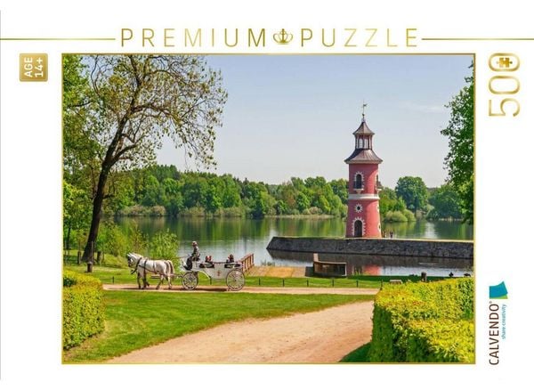 CALVENDO Puzzle Der Leuchtturm am Großteich in Moritzburg | 500 Teile Lege-Größe 48 × 36 cm Foto-Puzzle für Erwachsene