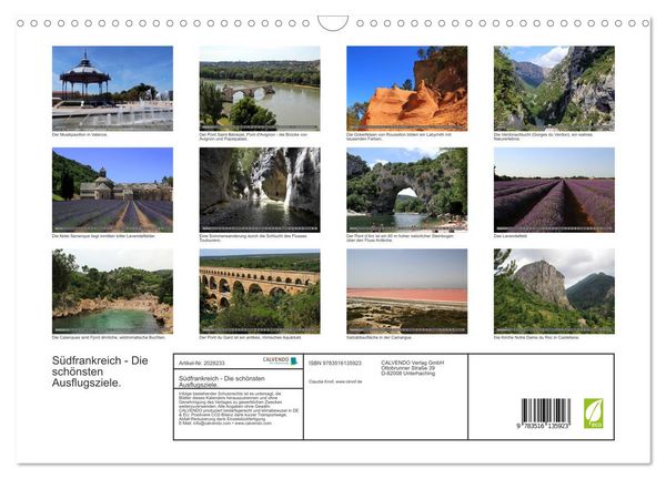 Produktbild: S&uuml;dfrankreich - Die sch&ouml;nsten Ausflugsziele. (Wandkalender 2026 DIN A3 quer), CALVENDO Monatskalender