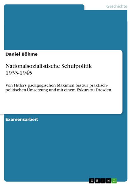 Produktbild: Nationalsozialistische Schulpolitik 1933-1945
