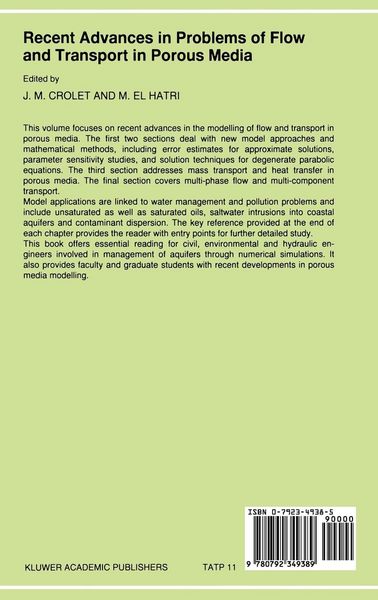 Produktbild: Recent Advances in Problems of Flow and Transport in Porous Media