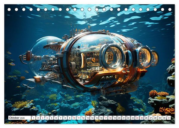 Produktbild: Futuristische U-Boote (Tischkalender 2026 DIN A5 quer), CALVENDO Monatskalender