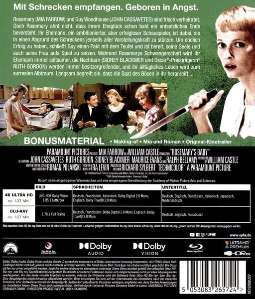 Produktbild: Rosemary's Baby (+ Blu-ray)