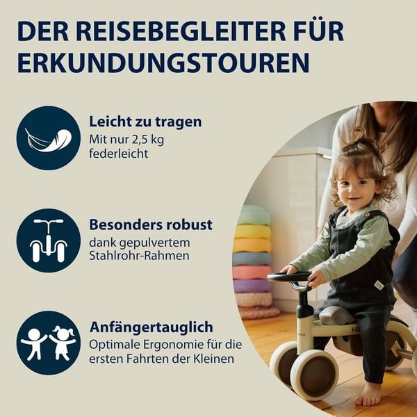Produktbild: HUDORA 10911 - Laufrad Steppy 6 mocha, Lauflernrad für Kinder von 73-80 cm, Sitzhöhe: 22,5 cm