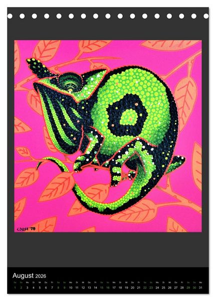 Produktbild: Acrylic paintings - Pfeilgiftfr&ouml;sche und Cham&auml;leons (Tischkalender 2026 DIN A5 hoch), CALVENDO Monatskalender