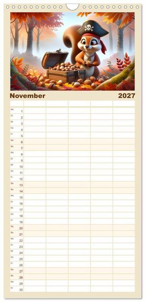 Produktbild: Familienplaner 2027 - Kleine Piraten, Gro&szlig;e Tr&auml;ume" - Ein Kalender f&uuml;r junge Entdecker mit 5 Spalten (Wandkalender, 21 x 45 cm) CALVENDO