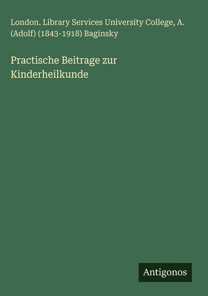 Produktbild: Practische Beitrage zur Kinderheilkunde