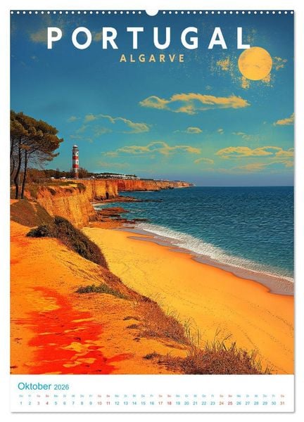 Produktbild: Portugal - Old School Poster Style (Wandkalender 2026 DIN A2 hoch), CALVENDO Monatskalender