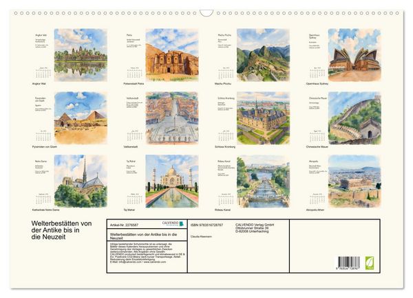Produktbild: Welterbest&auml;tten von der Antike bis in die Neuzeit (Wandkalender 2026 DIN A2 quer), CALVENDO Monatskalender
