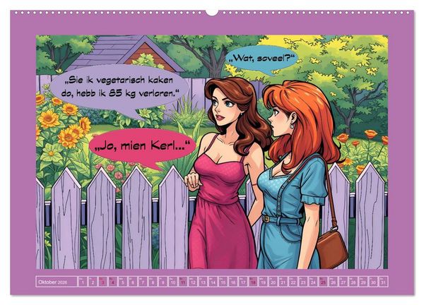 Produktbild: Plattd&uuml;tsche Cartoons (hochwertiger Premium Wandkalender 2026 DIN A2 quer), Kunstdruck in Hochglanz