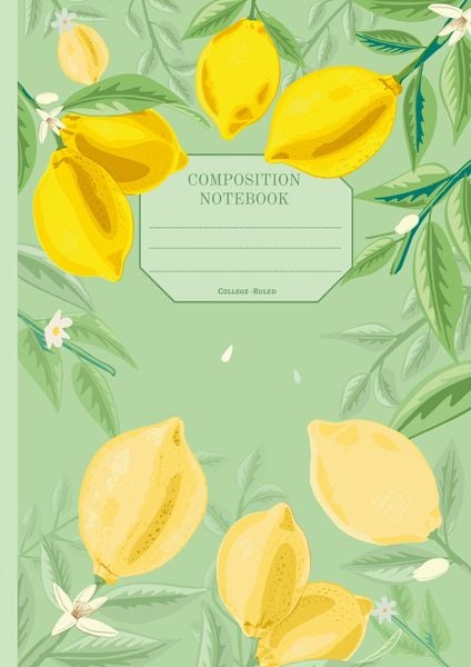 Produktbild: Paperback Notebook | Journal with digitally handmade Illustrated Cover | Lemons