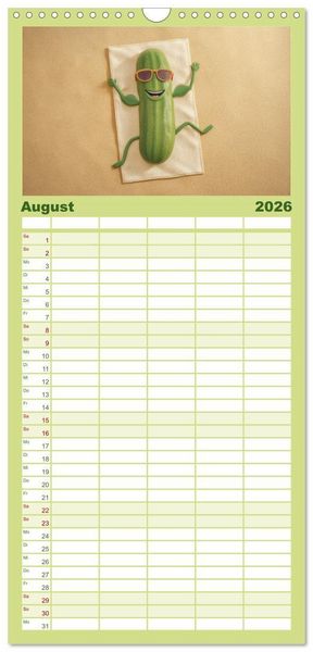 Produktbild: Familienplaner 2026 - Vegane Power - Kalender f&uuml;r Veganer, Vegetarier und alle Pflanzenfans mit 5 Spalten (Wandkalender, 21 x 45 cm) CALVENDO