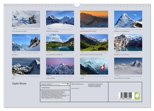 Produktbild: Gipfel Blicke (Wandkalender 2026 DIN A3 quer), CALVENDO Monatskalender