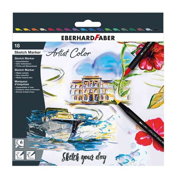 Produktbild: EBERHARD FABER Marker Artist Color Sketch mehrfarbig 18 Teile 18fach sortiert Blister