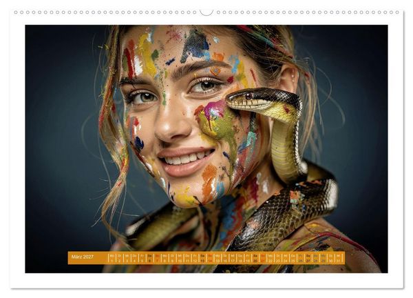 Produktbild: Body Painting mit Schlange (hochwertiger Premium Wandkalender 2027 DIN A2 quer), Kunstdruck in Hochglanz