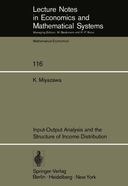 Produktbild: Input-Output Analysis and the Structure of Income Distribution