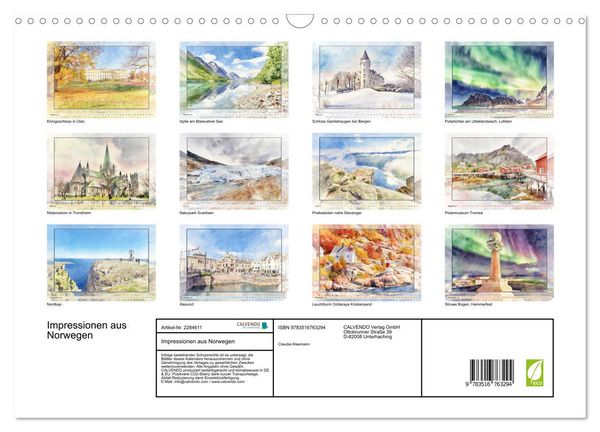 Produktbild: Impressionen aus Norwegen (Wandkalender 2027 DIN A3 quer), CALVENDO Monatskalender