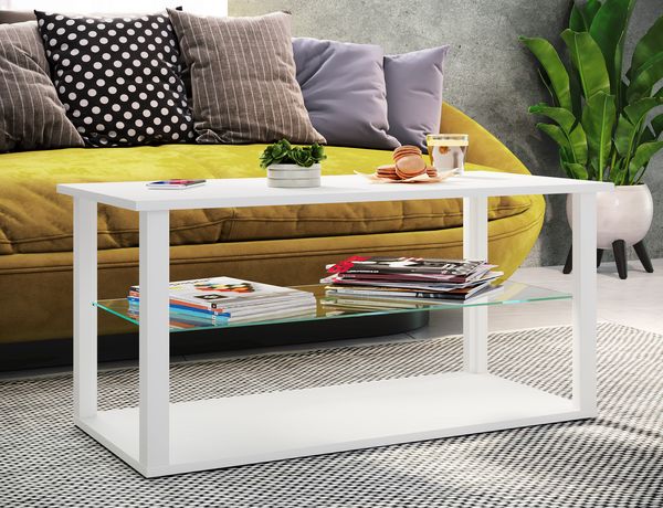 Produktbild: Holz Sofatisch Couchtisch Glas Tisch Wanilo L