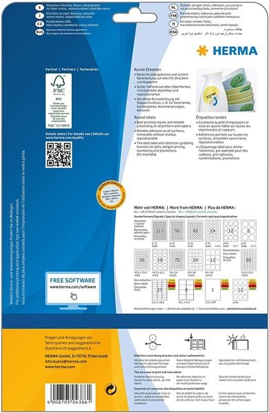 Produktbild: Herma Etiketten A4 20mm rund 25 Blatt 2400 St&uuml;ck