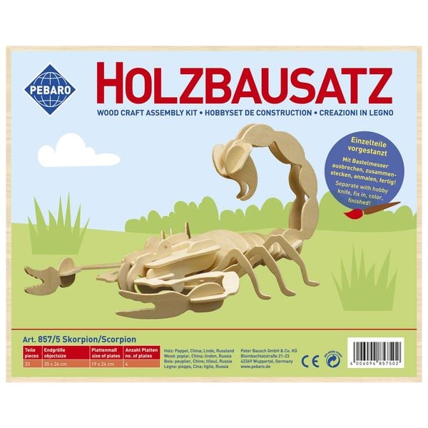 Produktbild: PEBARO 857/5 - Holzbausatz Skorpion, 33 Teile, Holzkonstruktion zum Zusammenstecken