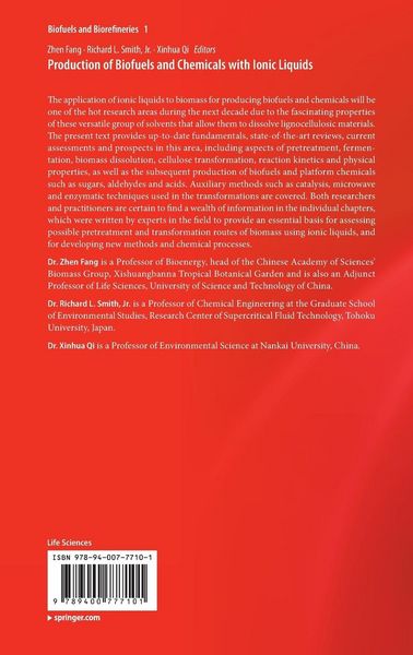 Produktbild: Production of Biofuels and Chemicals with Ionic Liquids