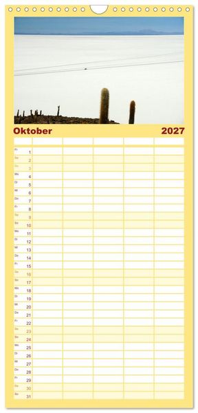 Produktbild: Familienplaner 2027 - Bolivien - Eine Wanderreise mit 5 Spalten (Wandkalender, 21 x 45 cm) CALVENDO