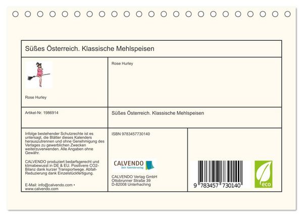Produktbild: S&uuml;&szlig;es &Ouml;sterreich. Klassische Mehlspeisen (Tischkalender 2026 DIN A5 quer), CALVENDO Monatskalender