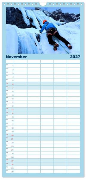 Produktbild: Familienplaner 2027 - Extremsport Eisklettern mit 5 Spalten (Wandkalender, 21 x 45 cm) CALVENDO