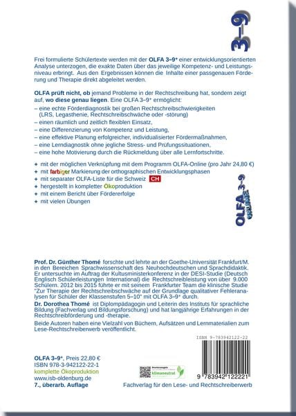 Produktbild: OLFA 3-9+: Oldenburger Fehleranalyse f&uuml;r die Klassen 3-9 und dar&uuml;ber