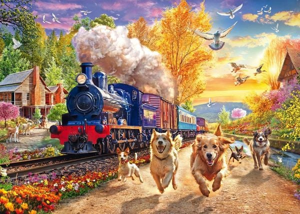 Produktbild: Schmidt 58070 - Hunderennen mit Dampflok, Puzzle, 1000 Teile